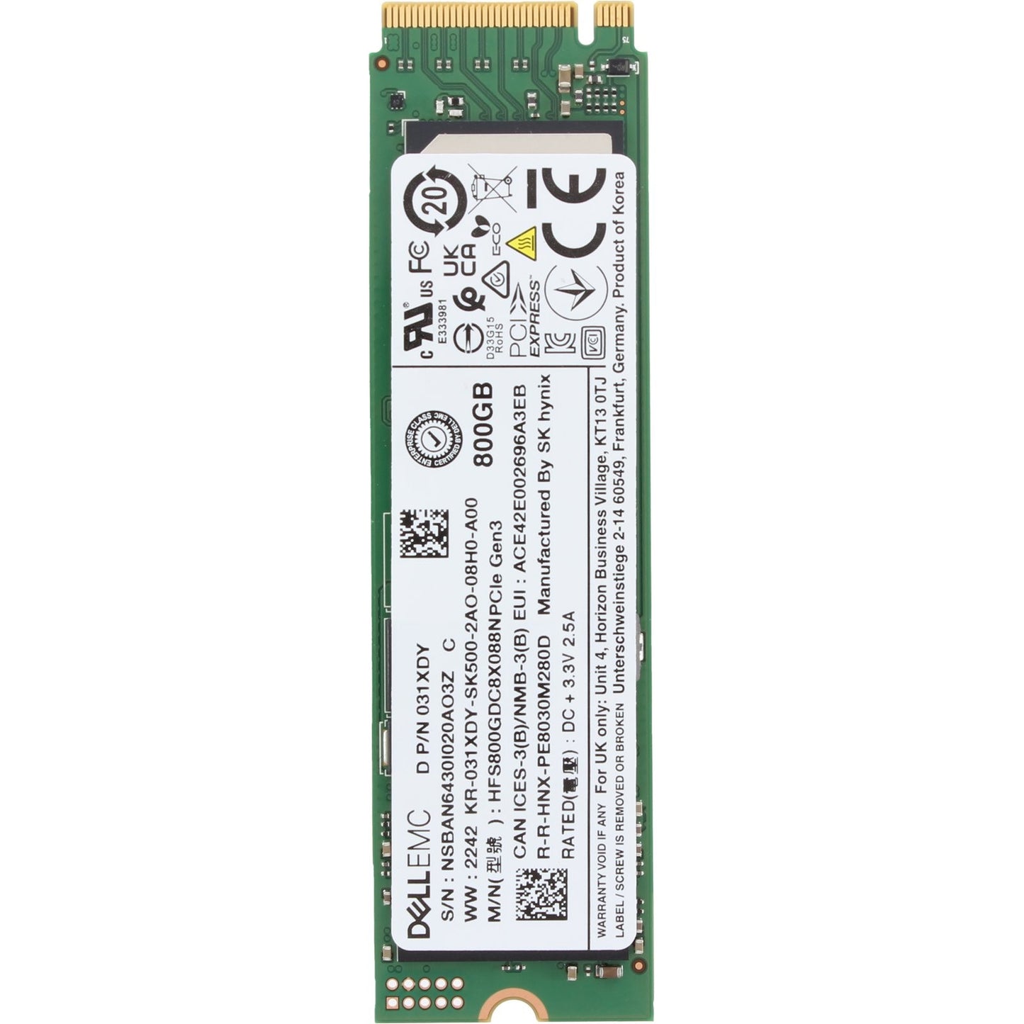 Dell 800GB Gen3 NVMe MU TLC 2280 M.2 SSD PE8030 (31XDY)