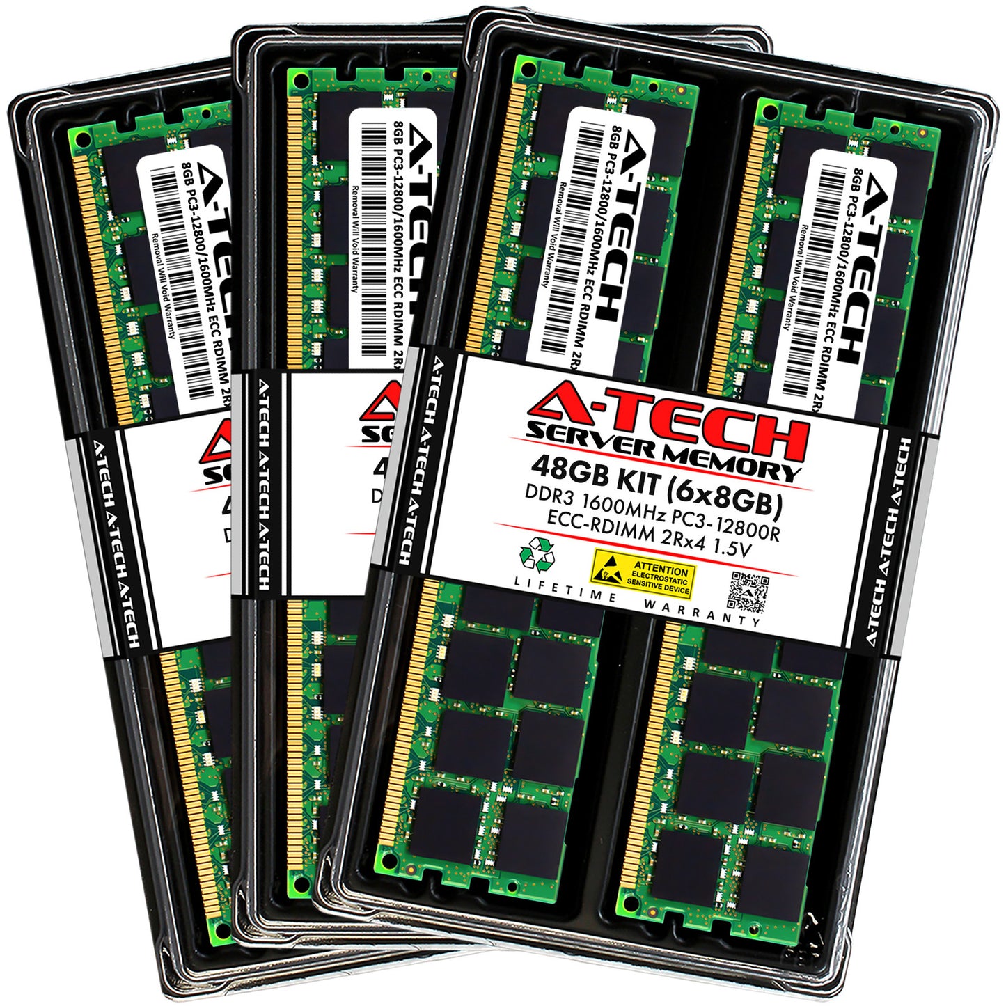A-Tech 48GB 6x 8GB 2Rx4 PC3-12800R DDR3 1600MHz ECC RDIMM REG Server Memory RAM (NOT FOR HOME PC)