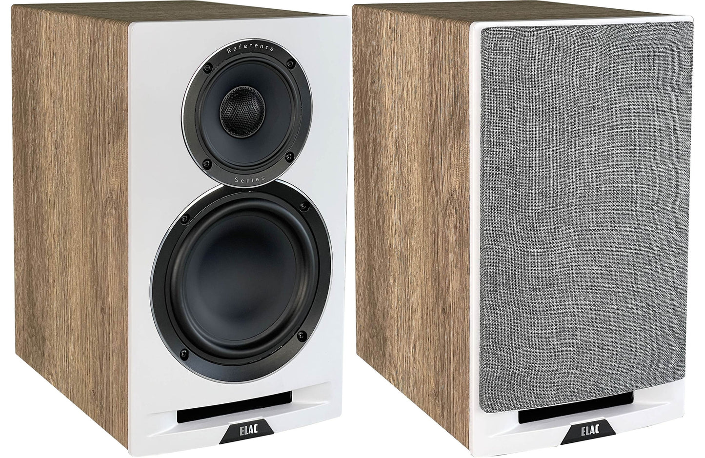 Elac UBR62-W 6-1/2? Uni-Fi Reference Bookshelf Speakers - White with Oak (Pair)