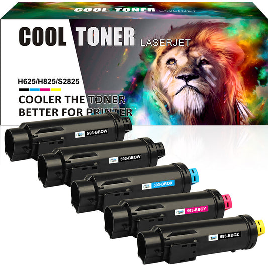 5PK Toner Compatible With Dell H625cdw H825cdw S2825cdn H625 H825 S2825 Printer