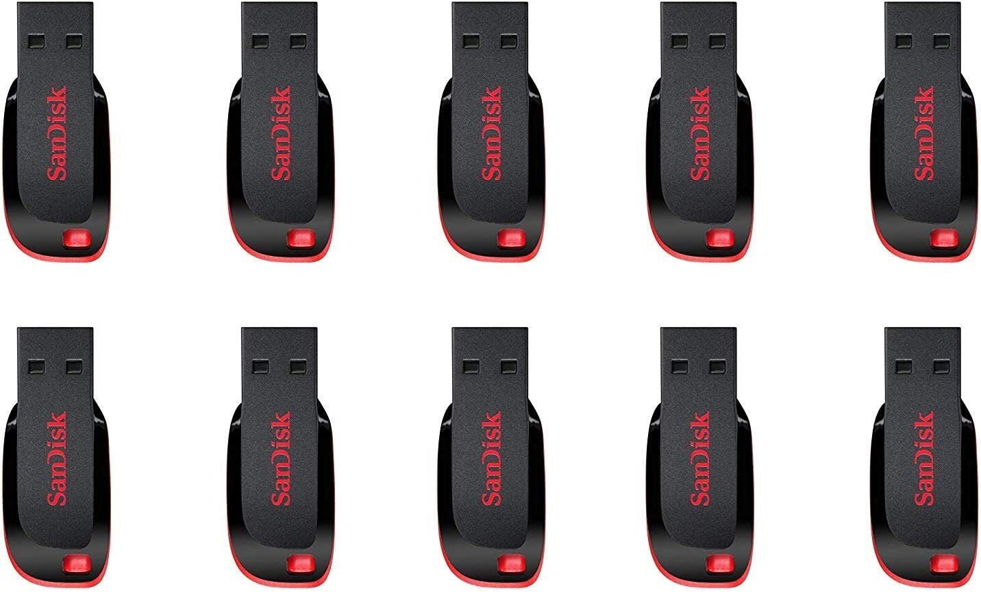 Sandisk CRUZER BLADE 16GB SDCZ50-016G-B35 USB 2.0 Flash Pen Drive 10 PACK