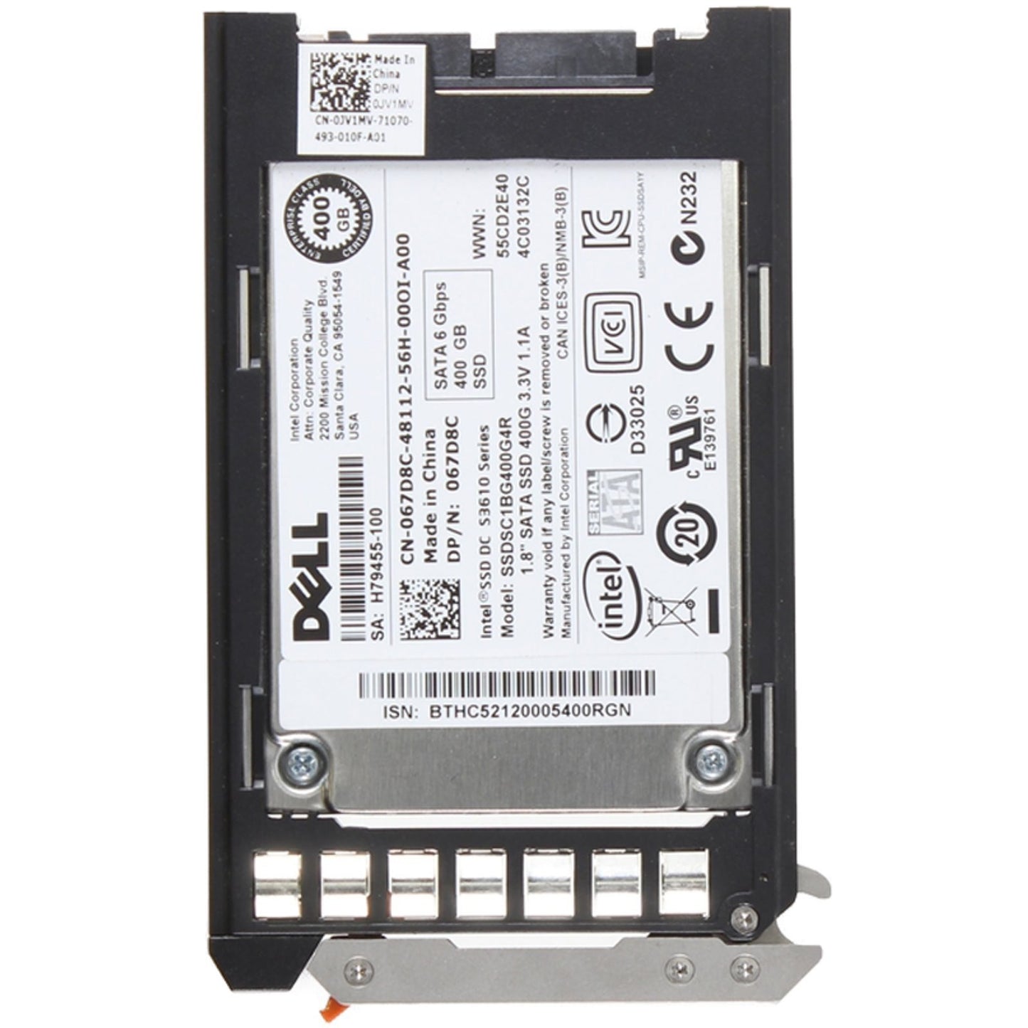 Dell 400GB 6Gbps SATA MU MLC 1.8 SSD S3610 CPO (67D8C) -R
