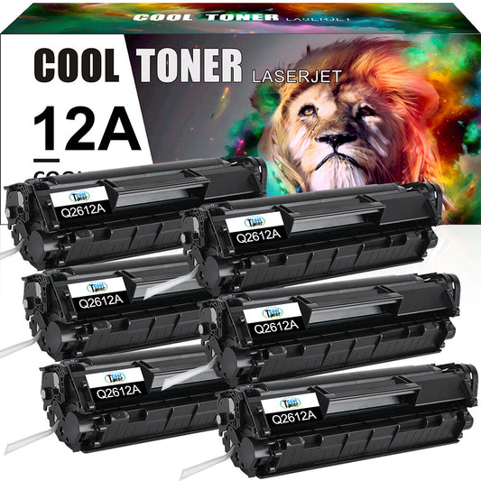 6PK BK Q2612A 12A Toner Cartridge Fit for HP LaserJet 1012 1018 1020 1022nw 3015
