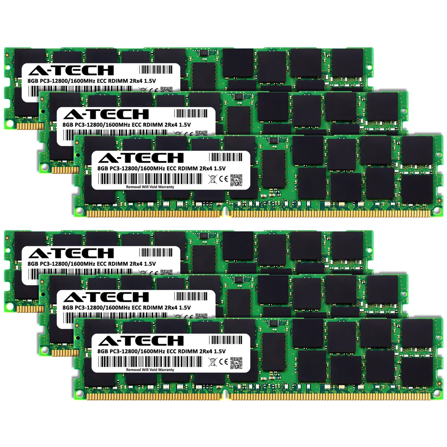 A-Tech 48GB 6x 8GB 2Rx4 PC3-12800R DDR3 1600MHz ECC RDIMM REG Server Memory RAM (NOT FOR HOME PC)