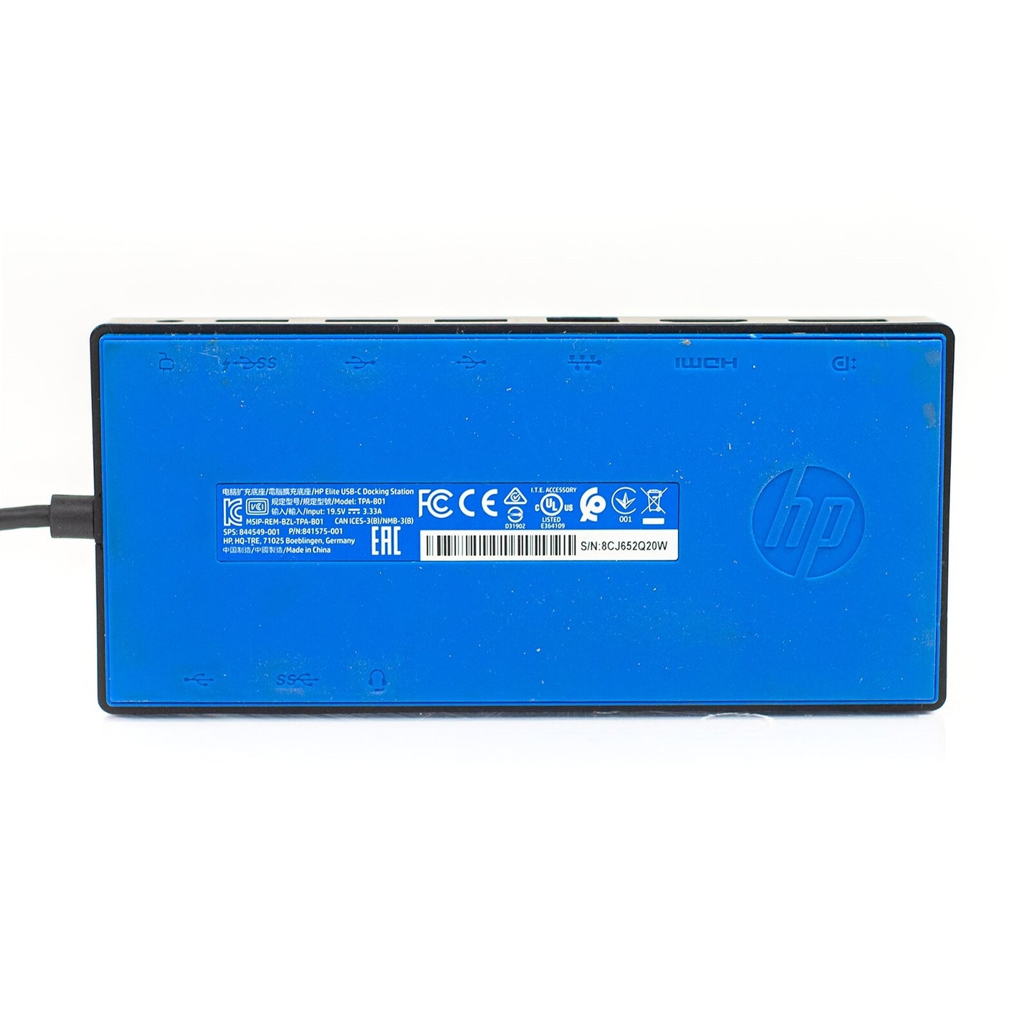 HP Elite USB-C TPA-B01 Docking Station 65w USB 3.0 HDMI DP 841575-001 844549-001