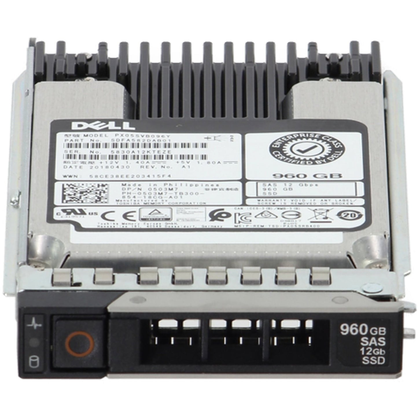 Dell 960GB 12Gbps SAS MU MLC 2.5 SSD PX05SVB096Y CPO (503M7) -R (NOT FOR HOME PC)