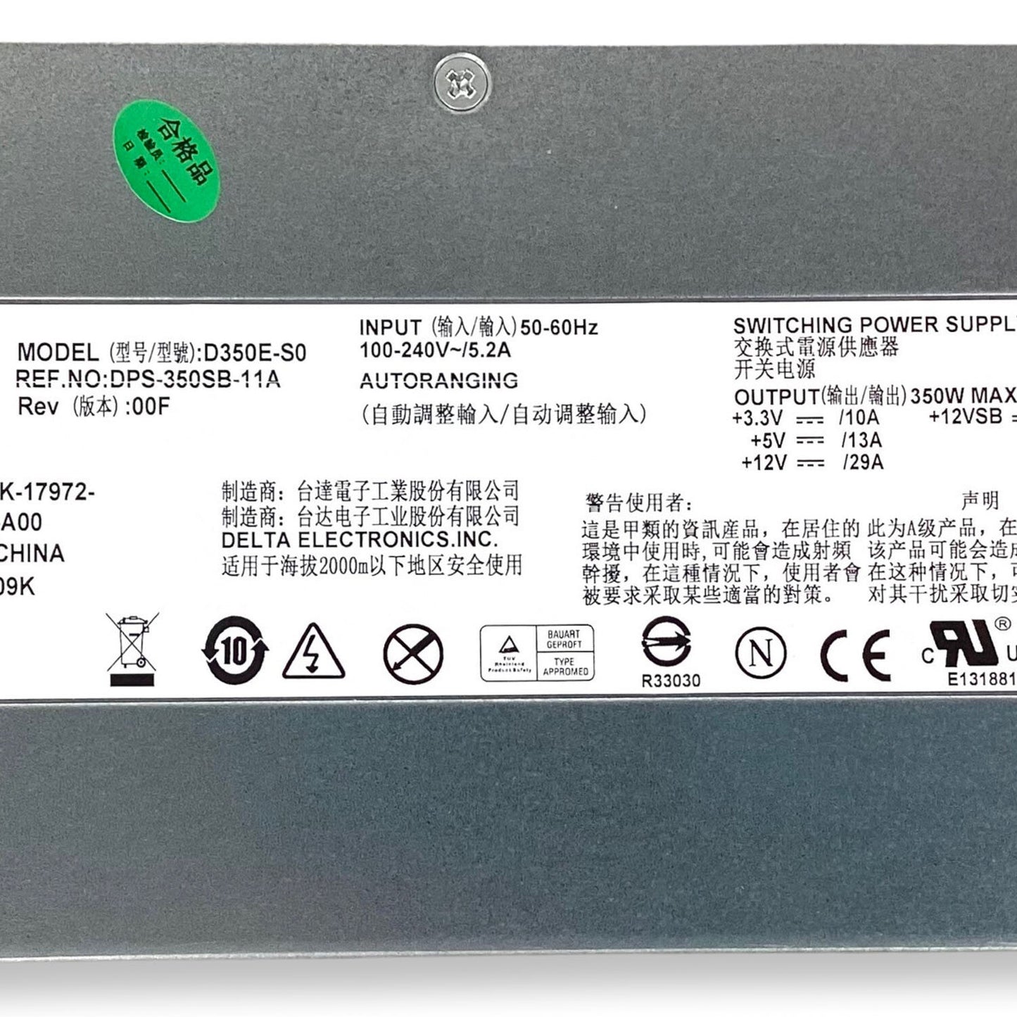 Genuine Dell PowerEdge R310 Series D350E-S0 100-240V 350W PSU Power Supply T134K