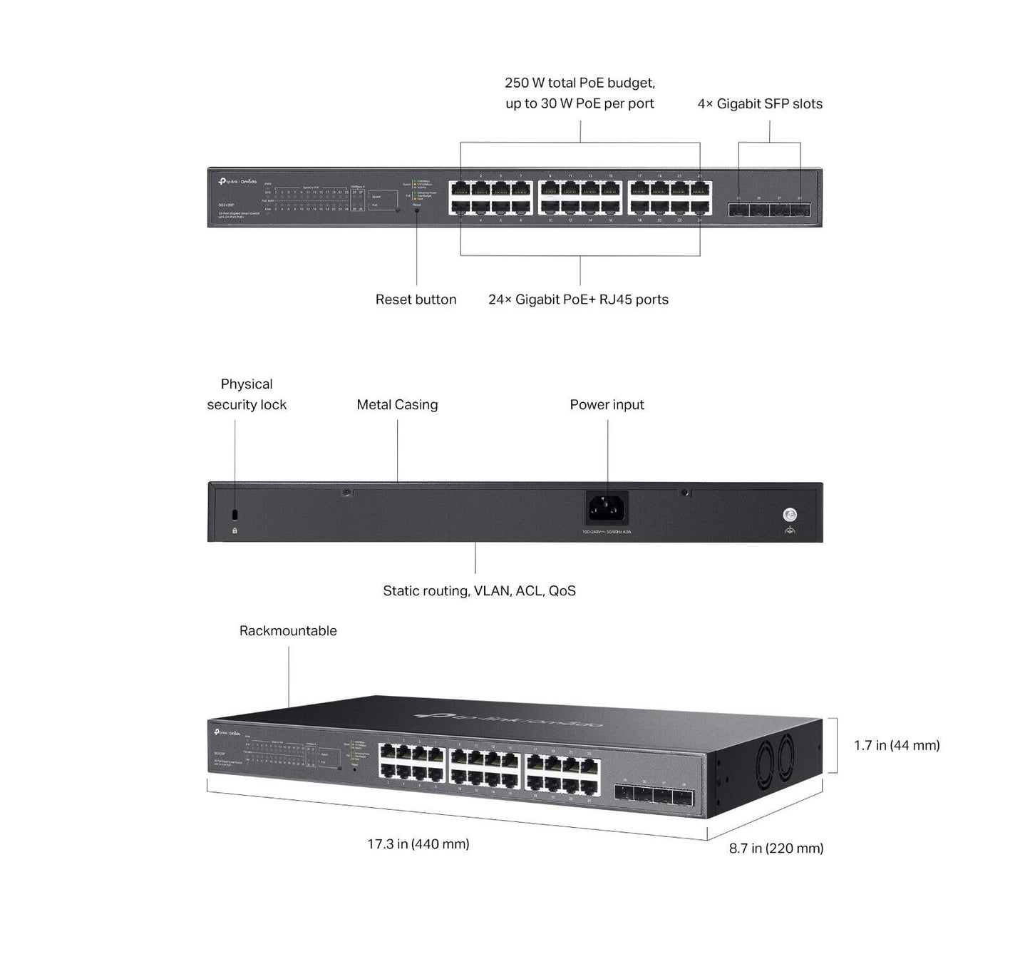 TP-Link SG2428P | Omada 28-Port Gigabit Smart Managed Switch | 24* PoE+ | 2* SFP
