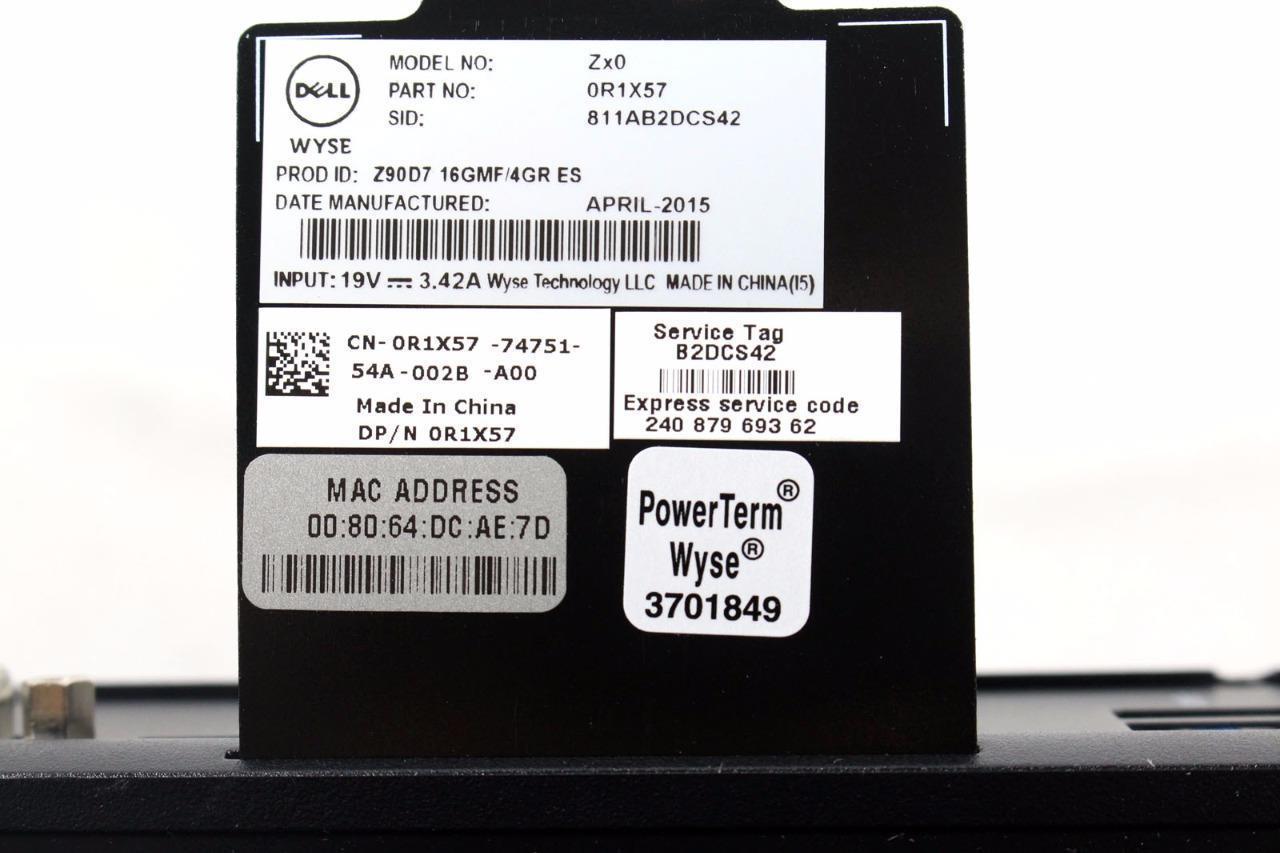 Gennuine Dell Wyse Zx0 Thin Client 16GB Flash 4Gb Memory R1X57+DEVICE ONLY