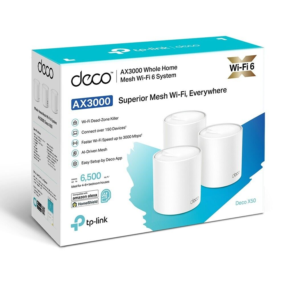 TP-Link Deco X50 3-Pack | AX3000 Whole Home Dual Band Mesh Wi-Fi 6 System