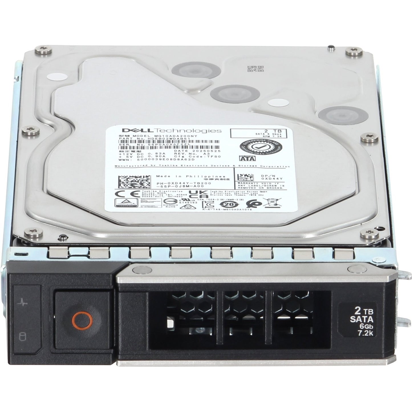 Dell 2TB 7.2K 512n 6Gbps SATA 3.5 HDD MG10-D (XD44Y)