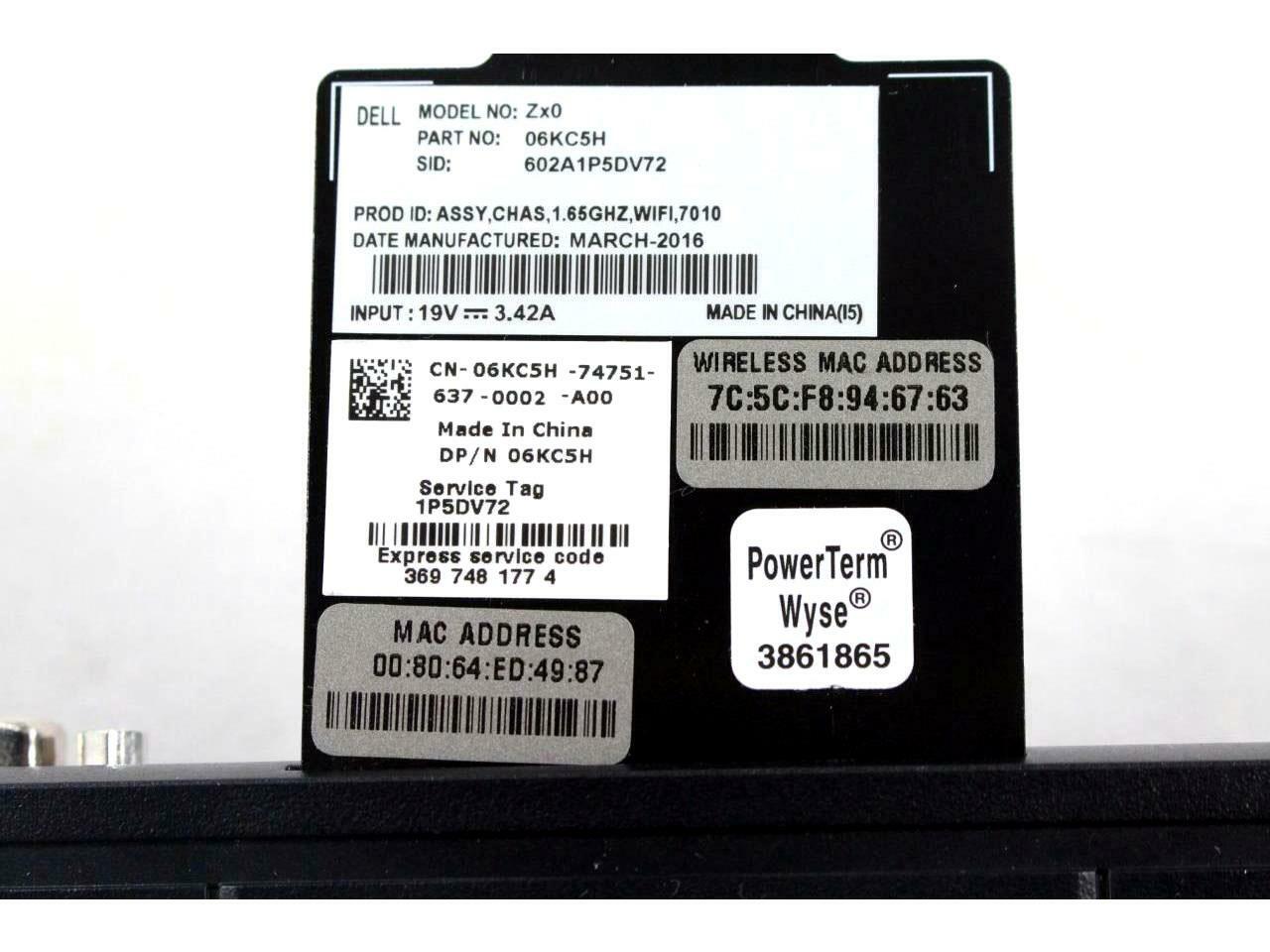 Dell Wyse Z90D7-7010 Thin Client G-T56N 1.65GHz 4GB RAM 16GB WES7 1J29P