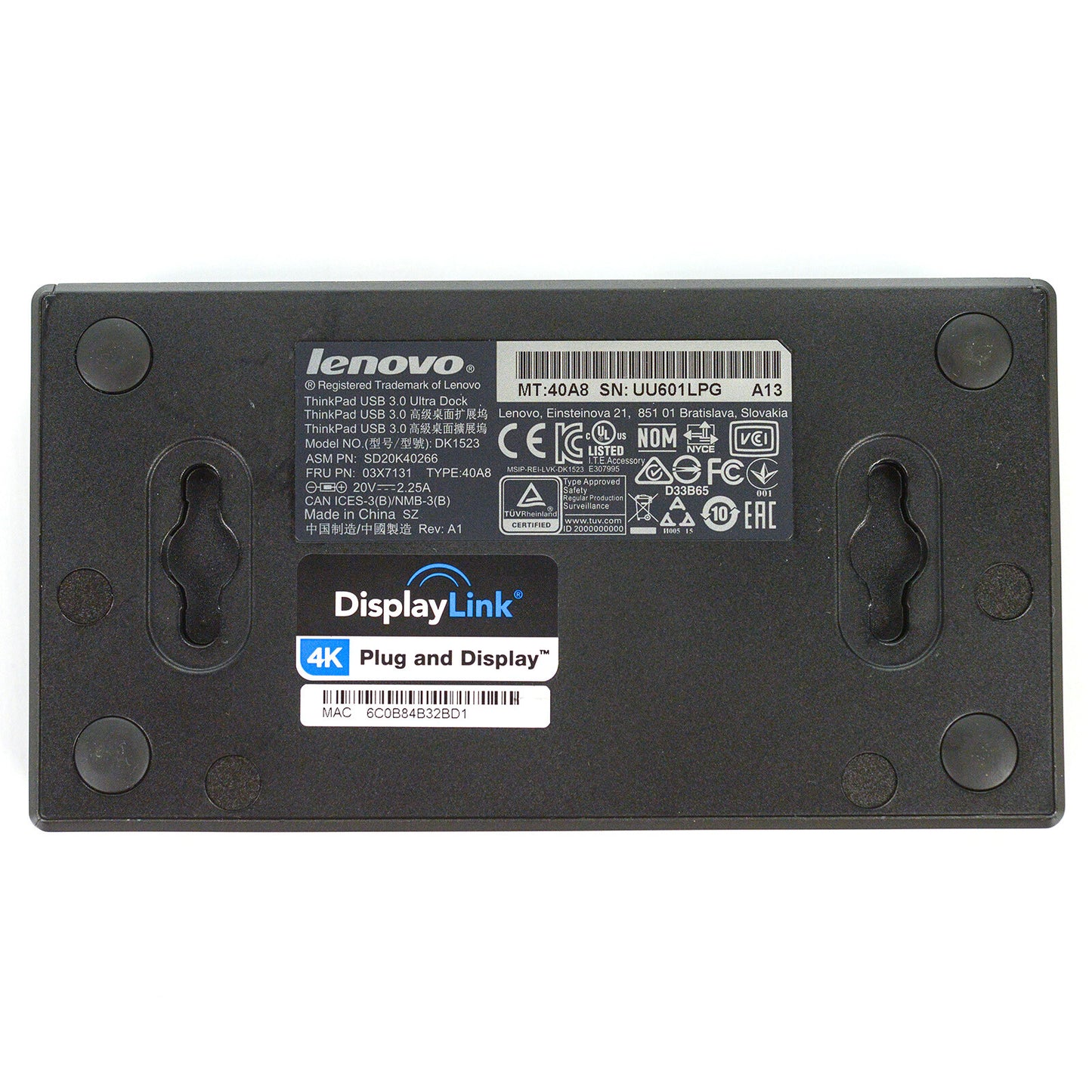 Lenovo ThinkPad USB 3.0 Ultra Dock 40A8 03X7131 DK1523 Universal Docking Station