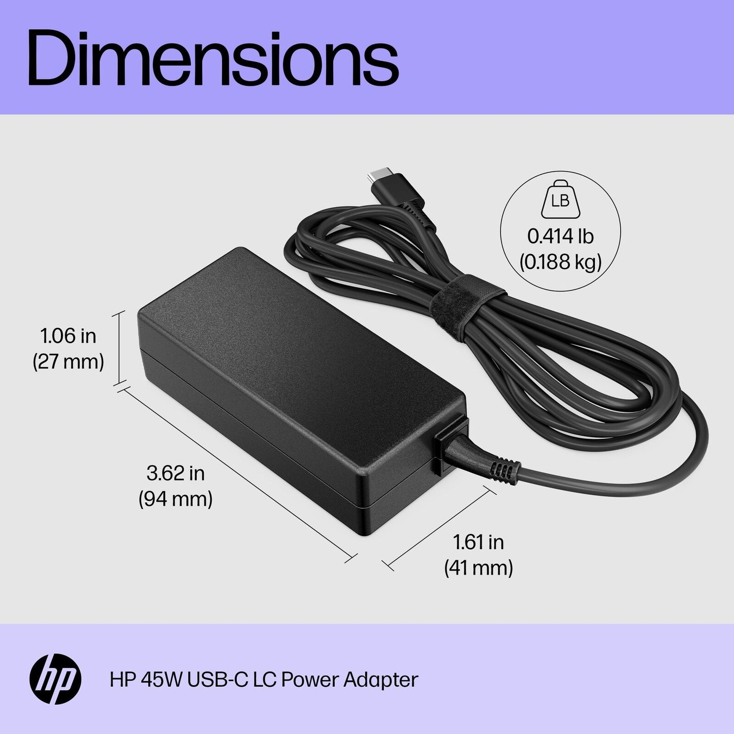 HP 45W USB-C LC Power Adapter | Compatibility: HP Chromebook PCs with USB-C port