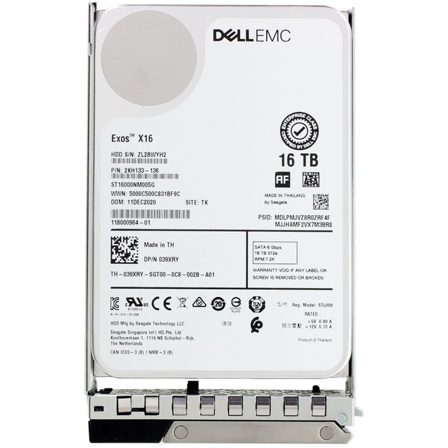 Dell 16TB 7.2K 512e 6Gbps SATA 3.5 HDD Exos X16 (39XRY)