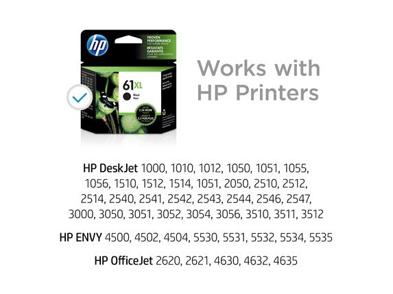 HP 61XL High Yield Black Original Ink Cartridge, ~430 pages, CH563WN#140