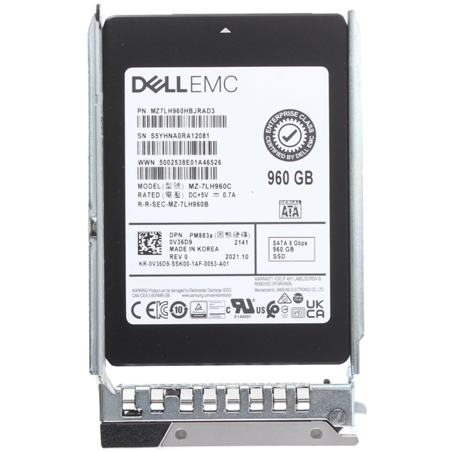 Dell 960GB 6Gbps SATA RI TLC 7mm 2.5 SSD PM883a (V36D9)