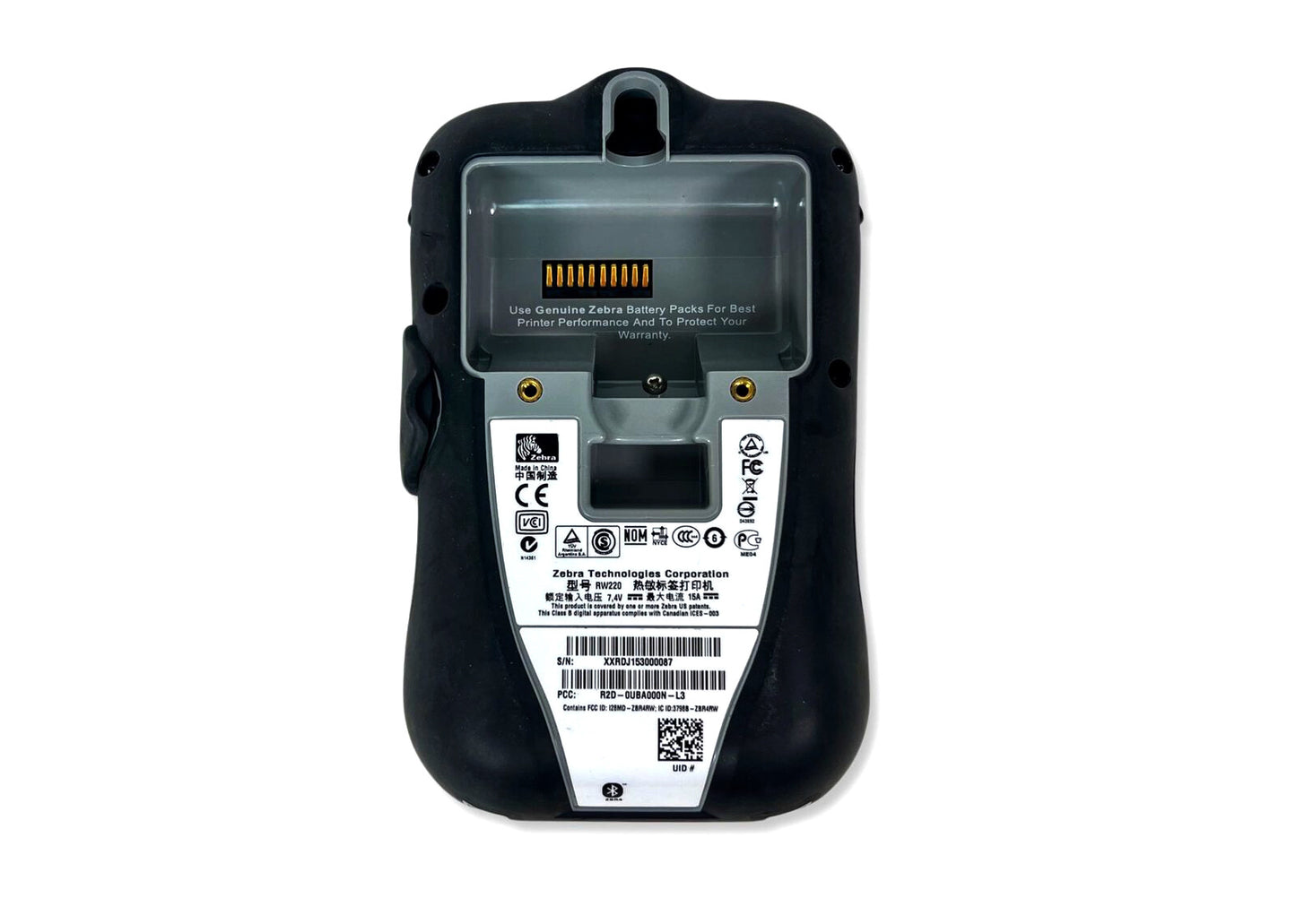 Zebra RW220 Thermal Mobile Label Printer USB WiFi Bluetooth R2D-0UBA000N-L3