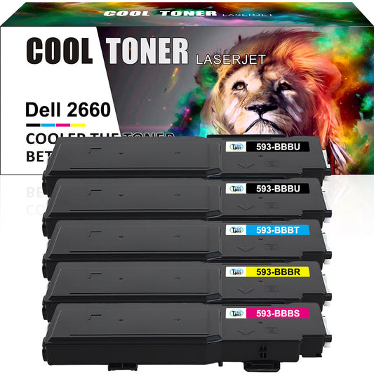 5PK C2660 593-BBB Color Toner Cartridge for Dell C2660dn C2665dnf Laser Printer