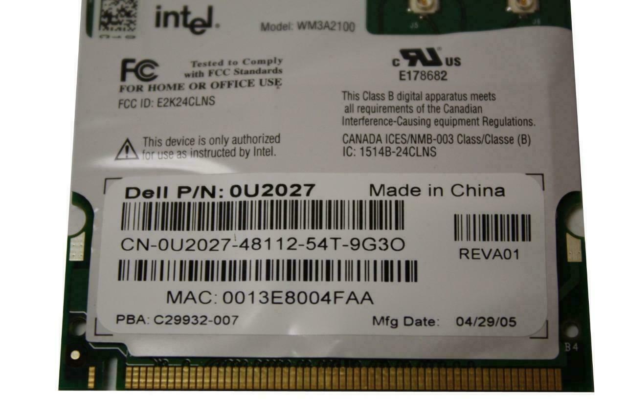 Lot 4 Dell Intel 2100 WiFi Wireless Card 802.11b Mini-PCI WM3A2100 U2027 9Y200