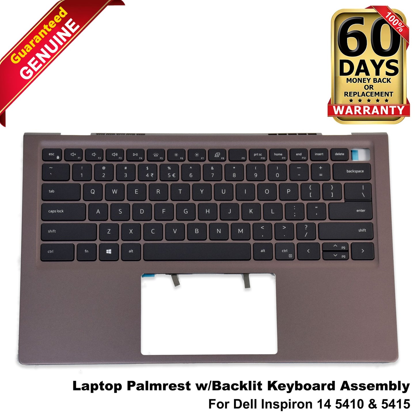 Dell Inspiron 14 5410 5415 Backlit Keyboard Palmrest Assembly US INTL 80V38