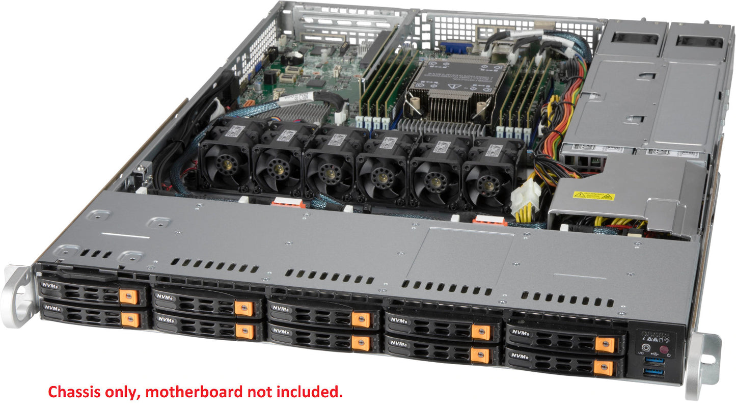 Supermicro CSE-116AC10-R860CB-N10 1U Chassis w/ 860W, 10 Nvme HDD trays