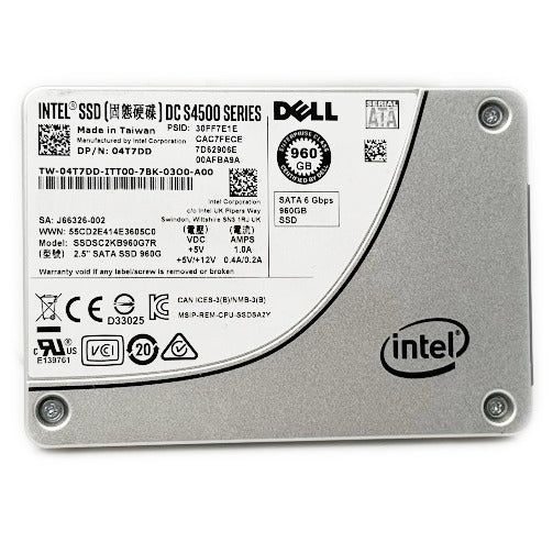 Dell/Intel DC S4500 960GB SATA 6Gb/s 2.5" Enterprise SSD - 04T7DD/SSDSC2KB960G7R