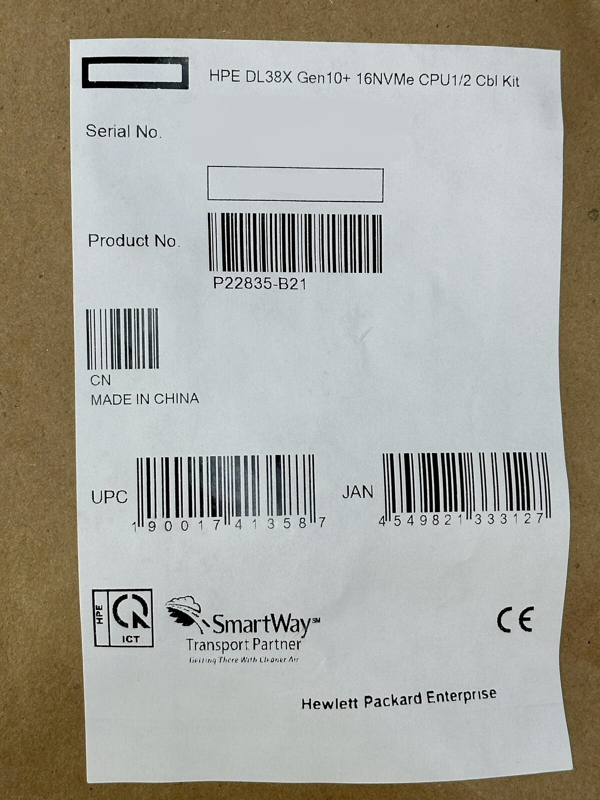 HPE DL38X DL385 Gen10 Plus/V2 16NVMe CPU1/2 Cable Kit NVMe 16x SFF P22835-B21