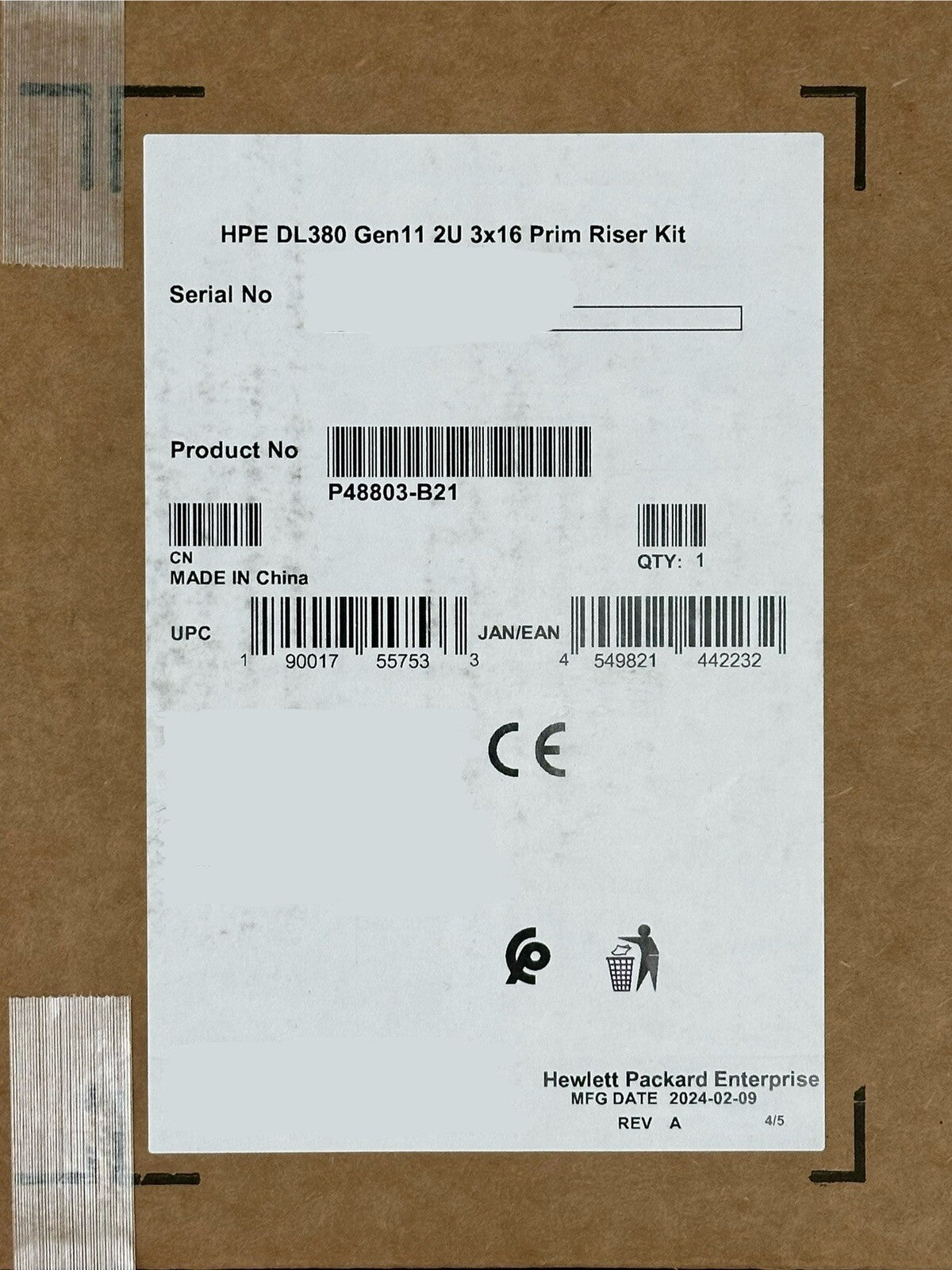 HPE Proliant P48803-B21 DL380 Gen11 2U x16/x16/x16 Primary Riser Kit 3x16