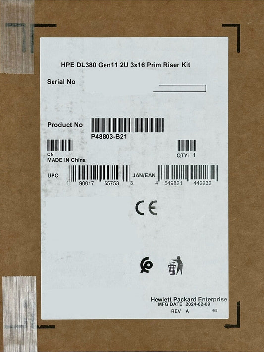HPE Proliant P48803-B21 DL380 Gen11 2U x16/x16/x16 Primary Riser Kit 3x16
