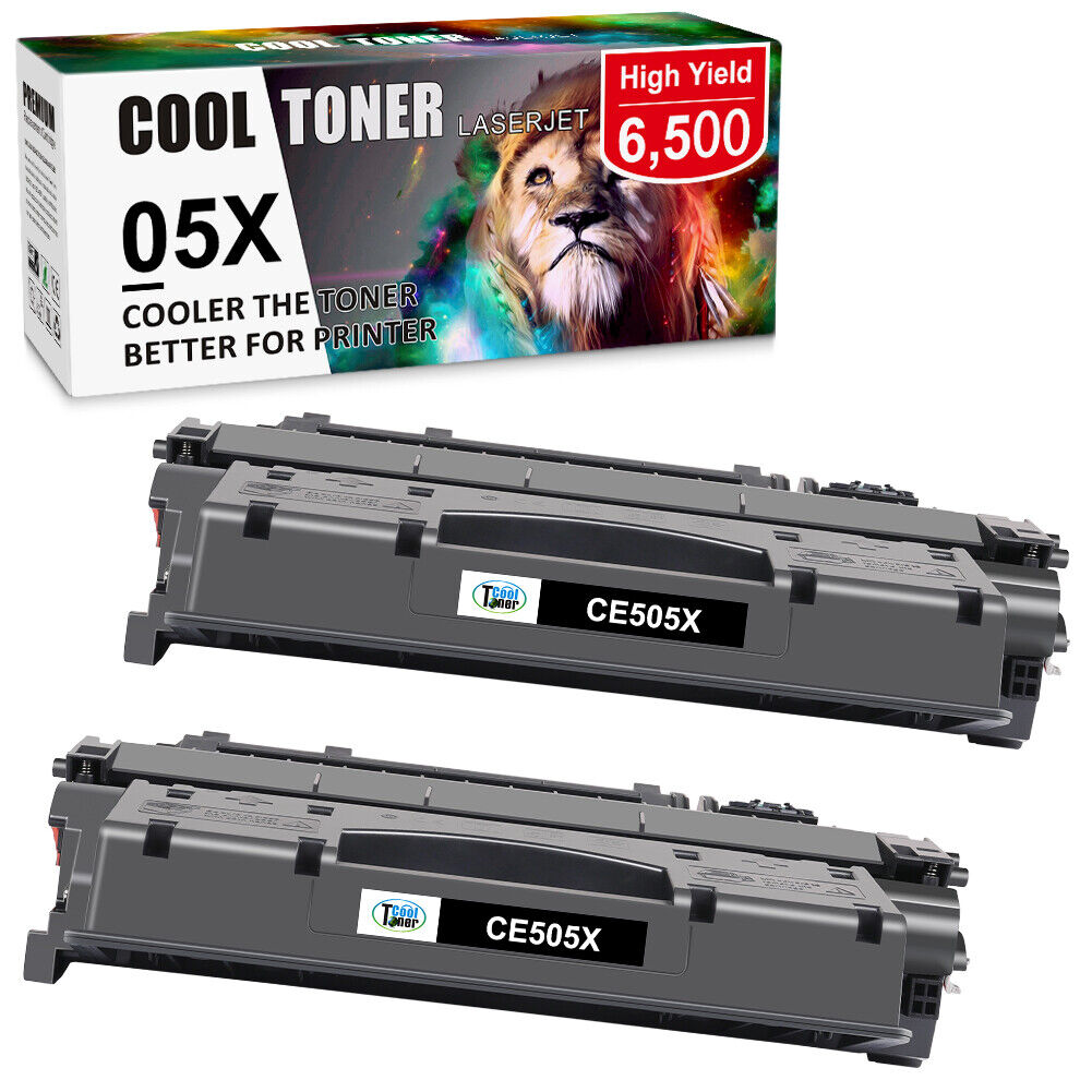 2x High Yield CE505X Toner Compatible With HP 05X LaserJet P2055dn P2055d P2050