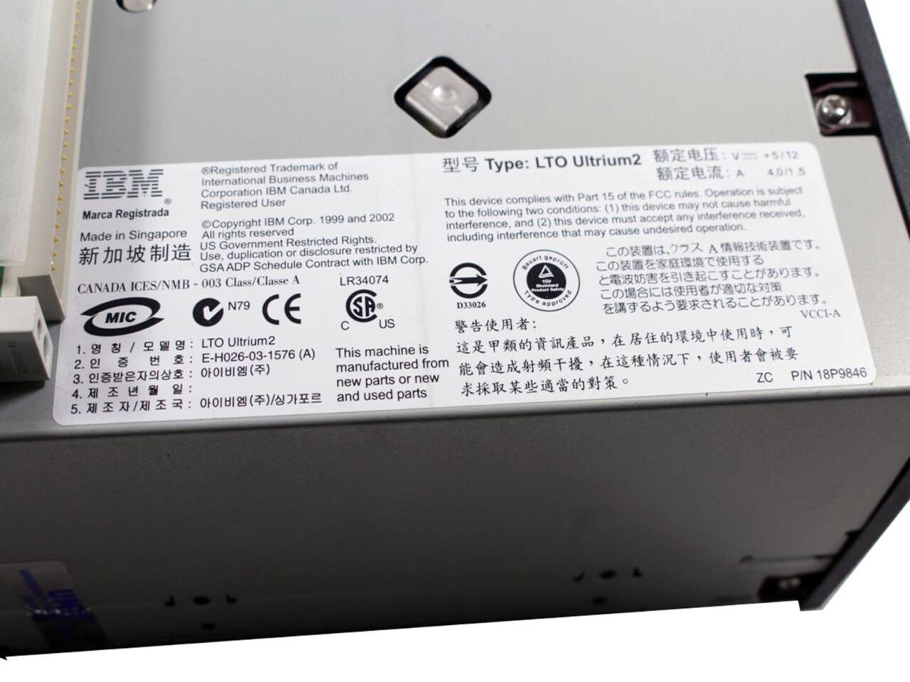 New IBM PV132T 200/400GB Ultrium LTO-2 SCSI FC Loader Module YY809