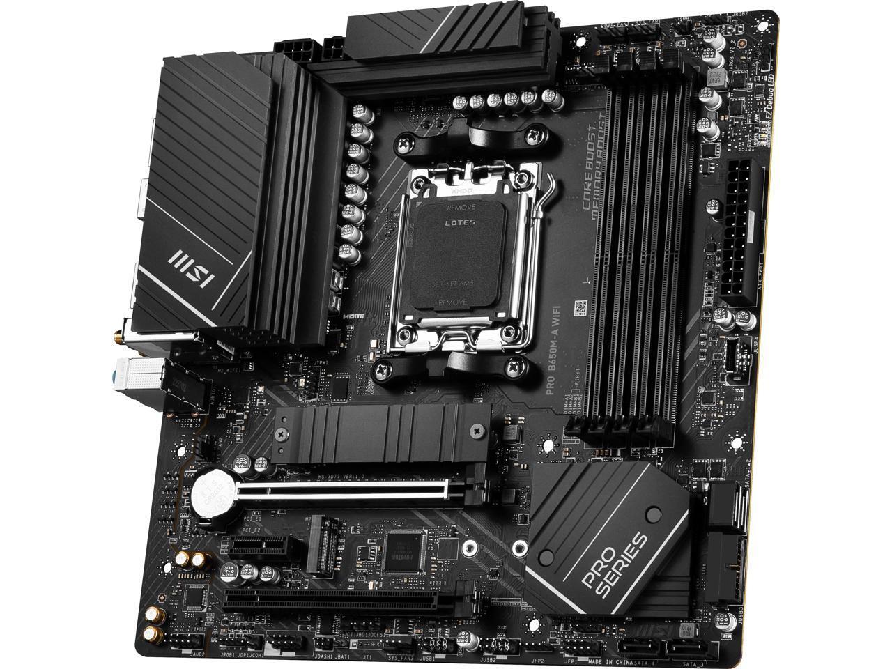 MSI PRO B650M-A WIFI AM5 AMD B650 SATA 6Gb/s DDR5 Ryzen 7000 Micro ATX Motherboa