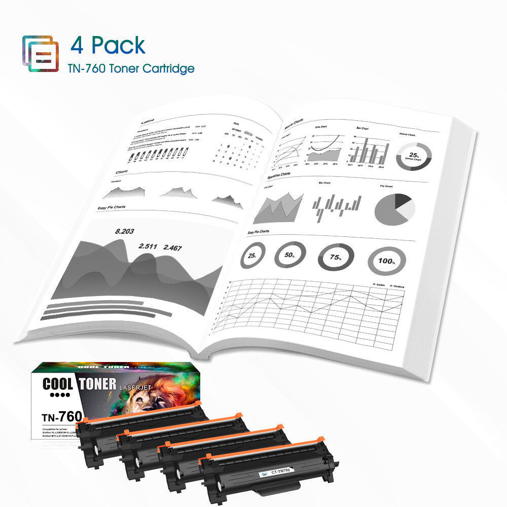 10 PK High Yield TN730 TN760 Toner Cartridge for Brother DCP-L2550DW MFC-L2750DW