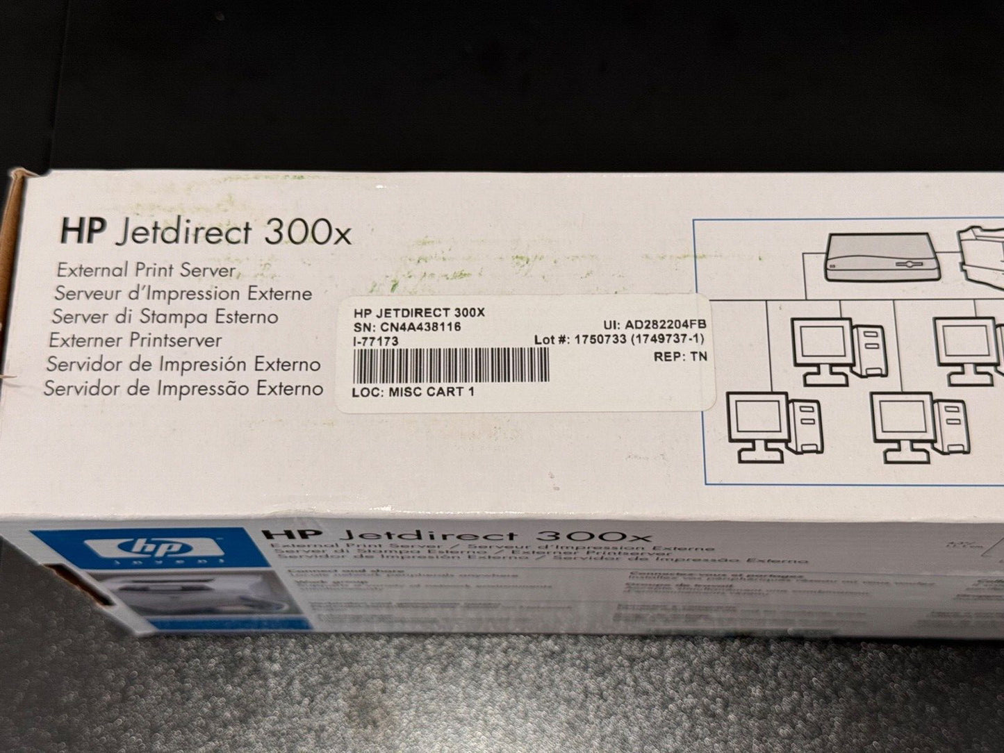 New HP Jetdirect 300x External Print Server for 10/100TX J3263G