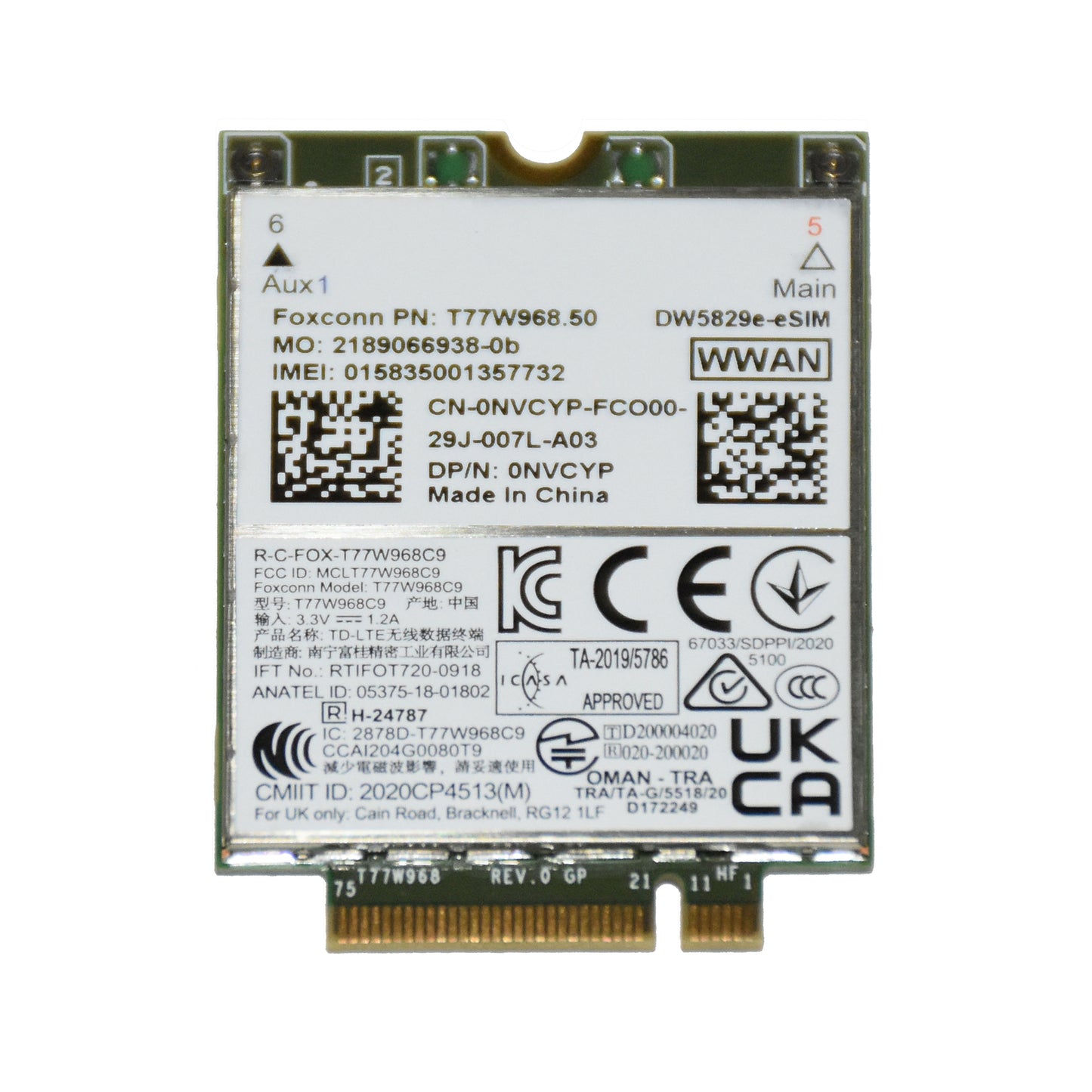 Dell Latitude 7410 DW5829e 4G LTE WWAN Card eSIM M.2 Mobile Broadband NVCYP