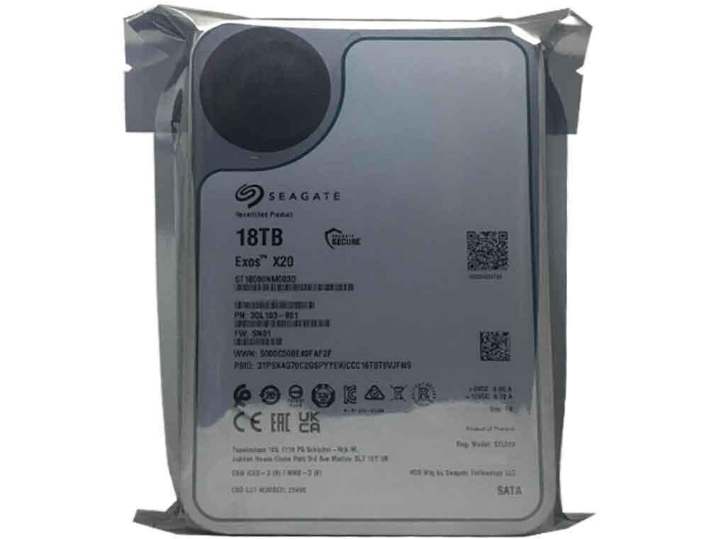 Seagate Exos X20 ST18000NM003D 18TB SATA 6Gb/s 7200 3.5" Enterprise Hard Drive