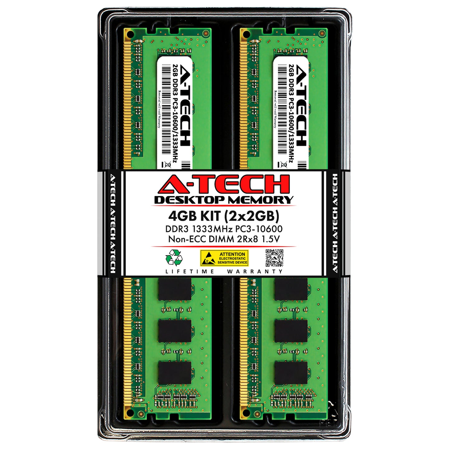 A-Tech 4GB 2x 2GB DDR3-1333 KHX1333C9D3B1K2/4G Equivalent Memory RAM