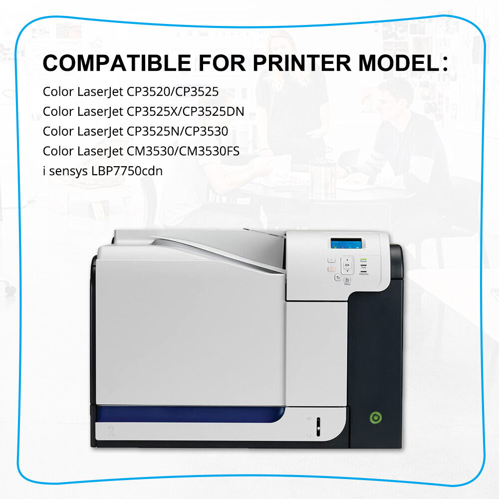4 Pack Toner Compatible With HP CE250A 504A LaserJet CP3525 CP3525n CP3525dn
