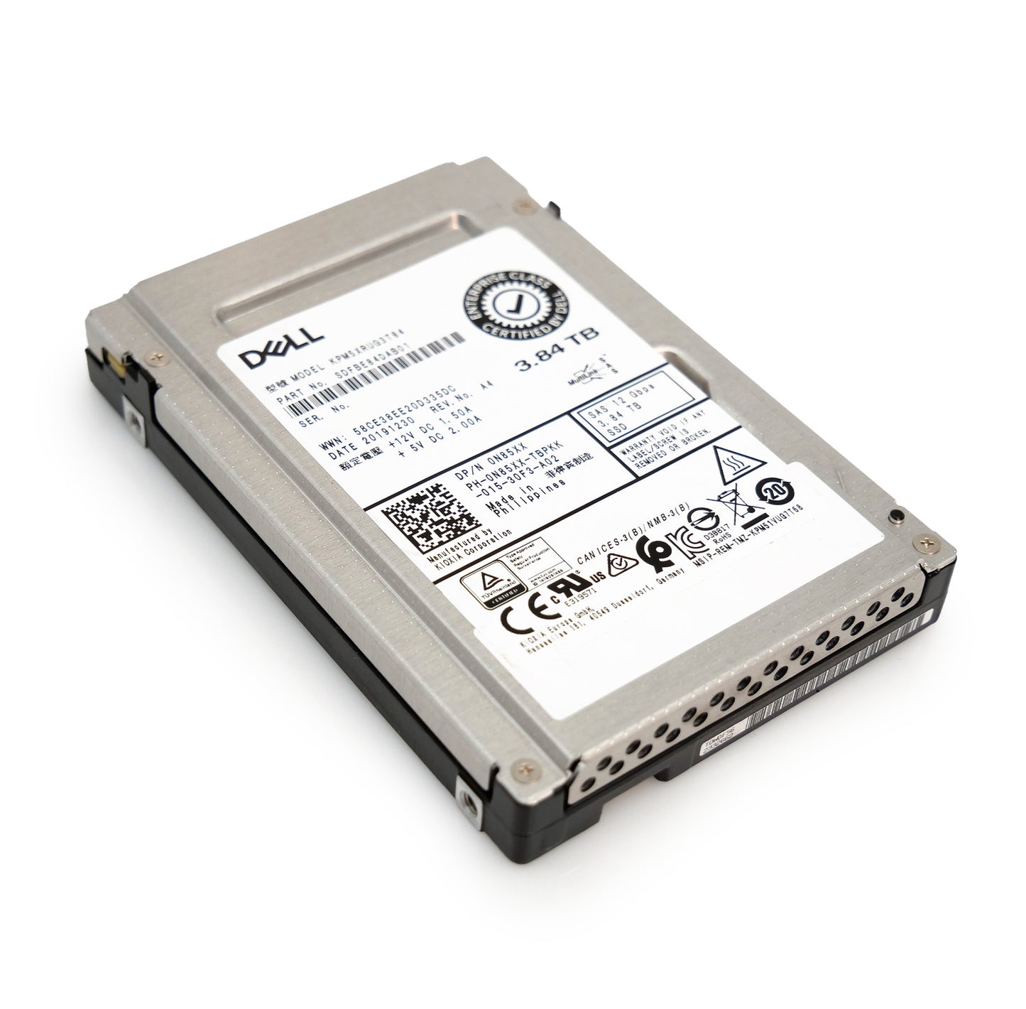 Dell/Kioxia PM5-R 3.84TB SAS 12Gb/s 2.5in Enterprise SSD KPM5XRUG3T84 (NOT FOR HOME PC)
