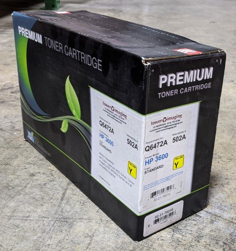 Tower Imaging 502A Q6472A Yellow Toner Cartridge 4K Page for HP 3600 Series NEW