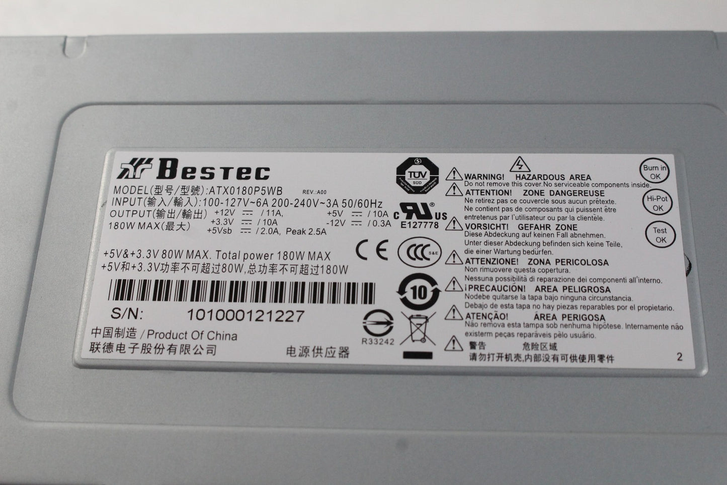 New HP 616554-001 Bestec 180W ATX Netzteil Desktop PC Power Supply ATX0180P5WB