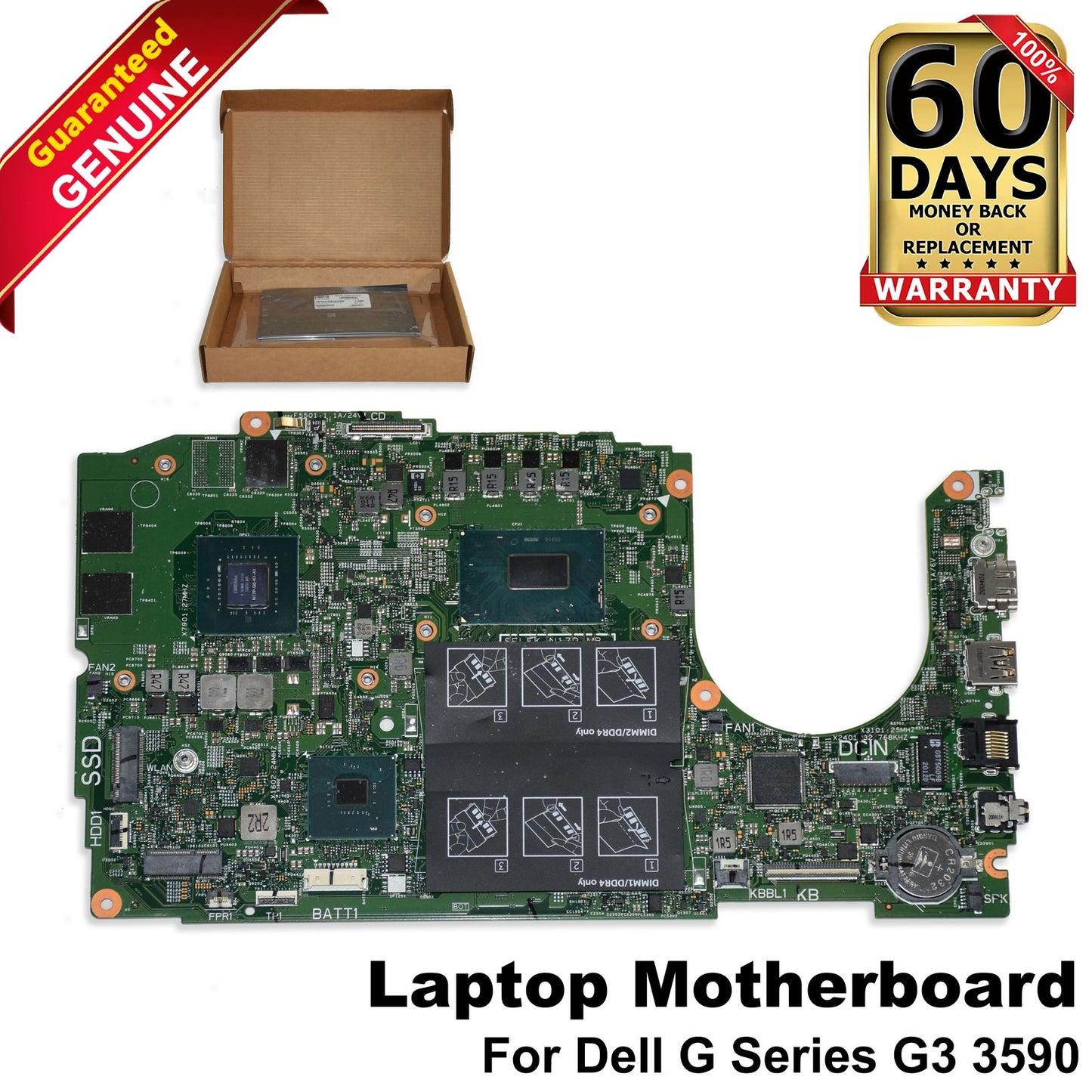 Dell G Series G3 3590 Motherboard i7-9750H 2.6GHz Hex Core Nvidia GTX 1050 GJ58G