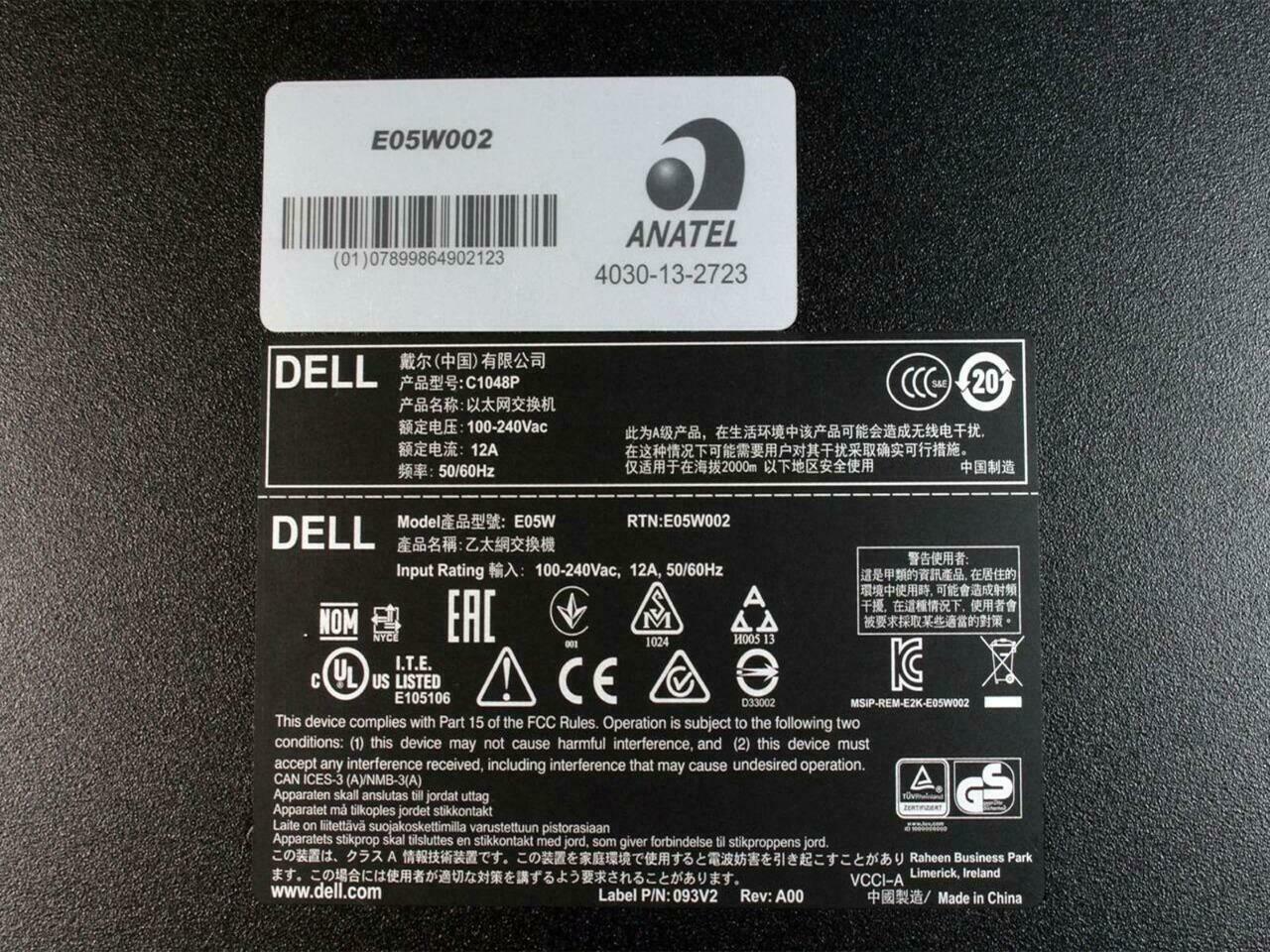 OEM Dell Networking C1048P 48 Port x 1GbE PoE+ RJ45 Ports + 2 x SFP+Switch J9K8D