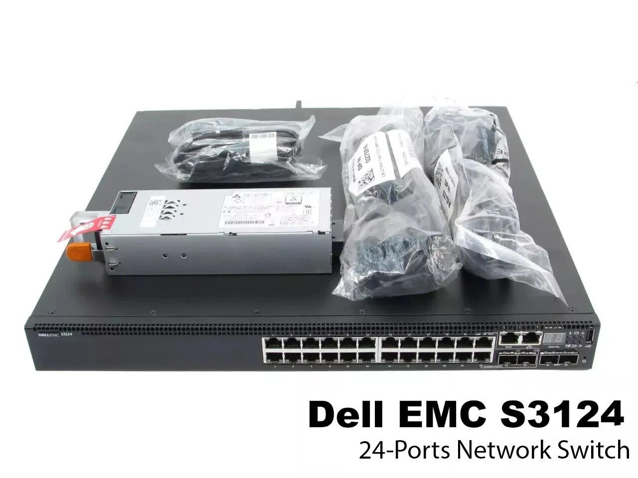 New Dell EMC Networking S3124 24x 1GbE RJ45 2x SFP+ Switch with Rail Kit MTX2F