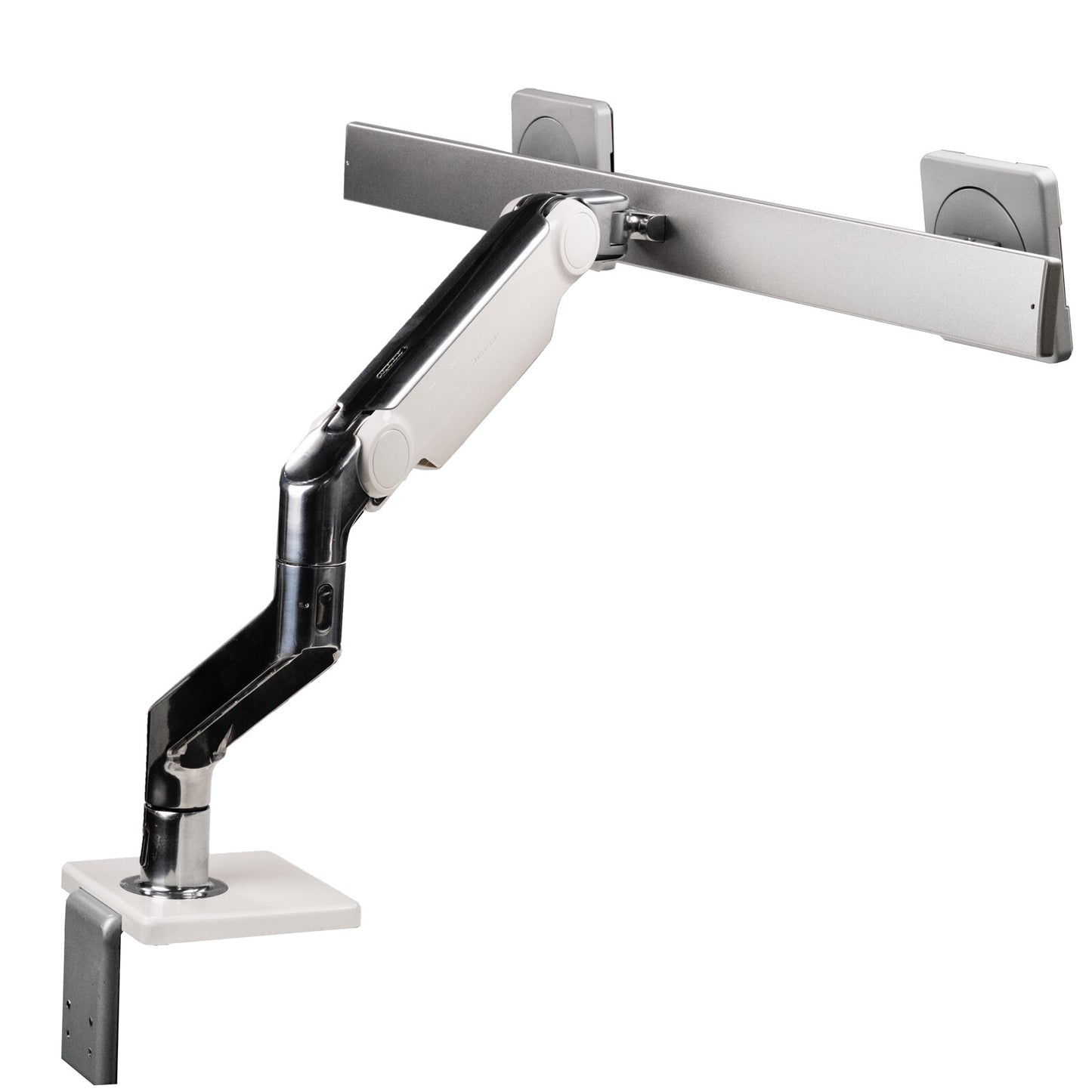 Humanscale M8.1 Adjustable Dual Monitor Arm with Crossbar Clamp Mount M81CMWB2B