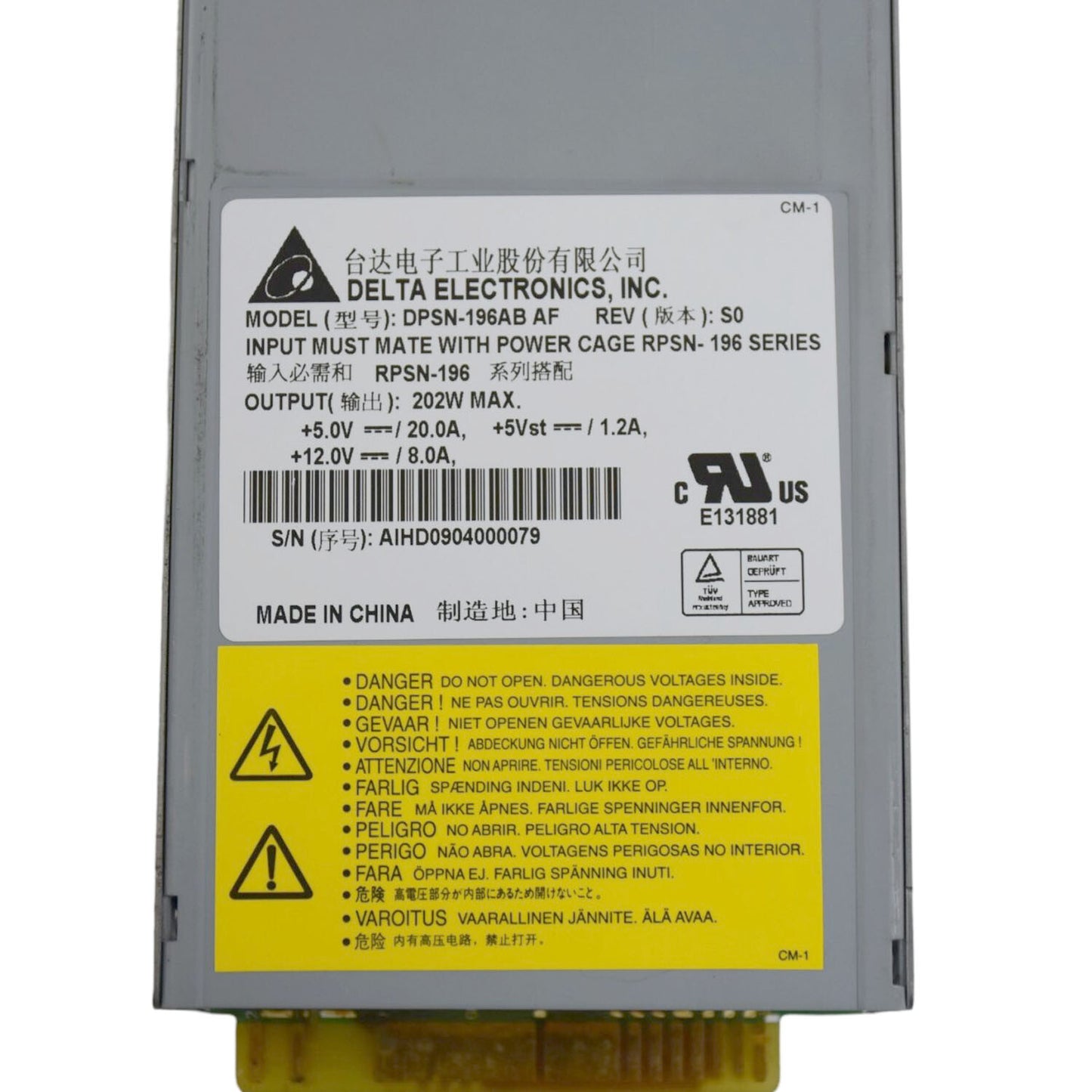 Genuine Dell PowerEdge 6024R Power Supply 202W Delta DPSN-196AB RPSN-196 M0525