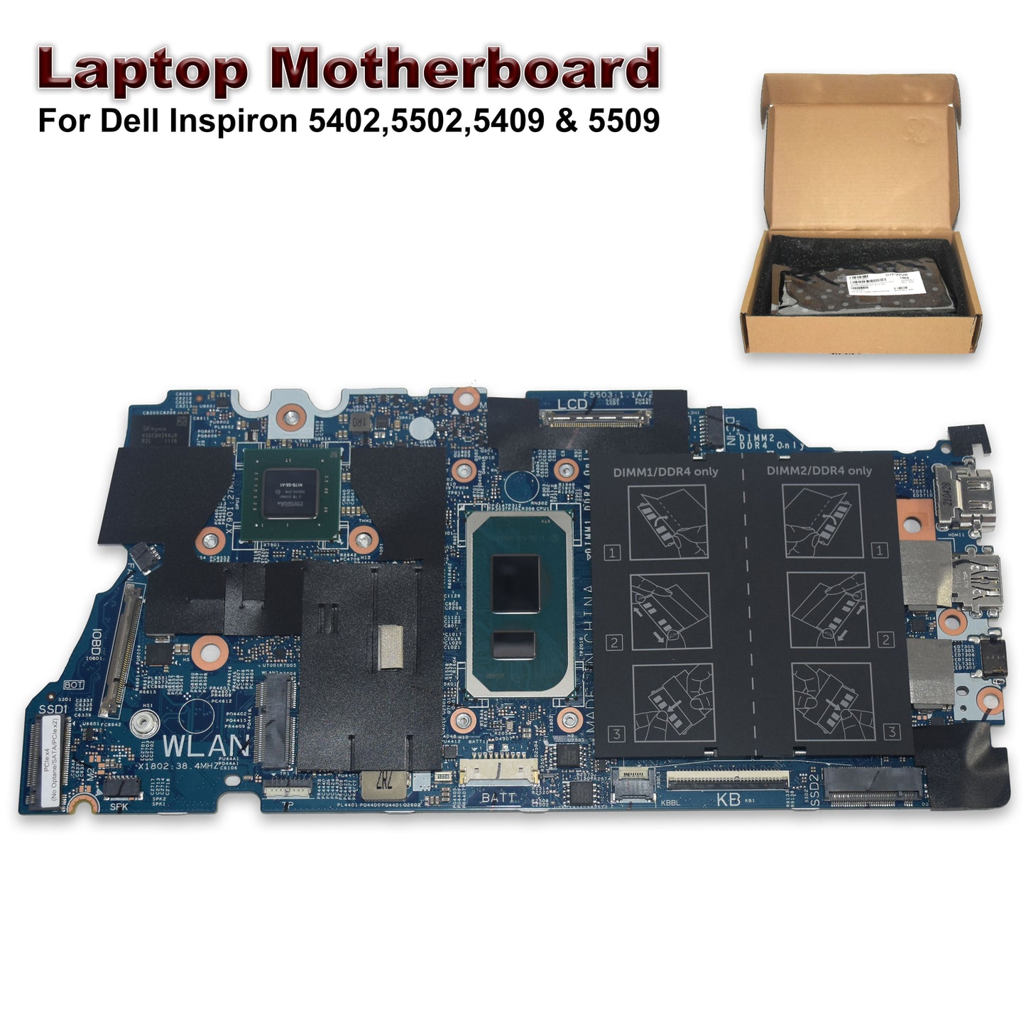 Dell Vostro 5502 5402 Motherboard i7-1165G7 NVIDIA MX350 DDR4 19861-1 7FWVK