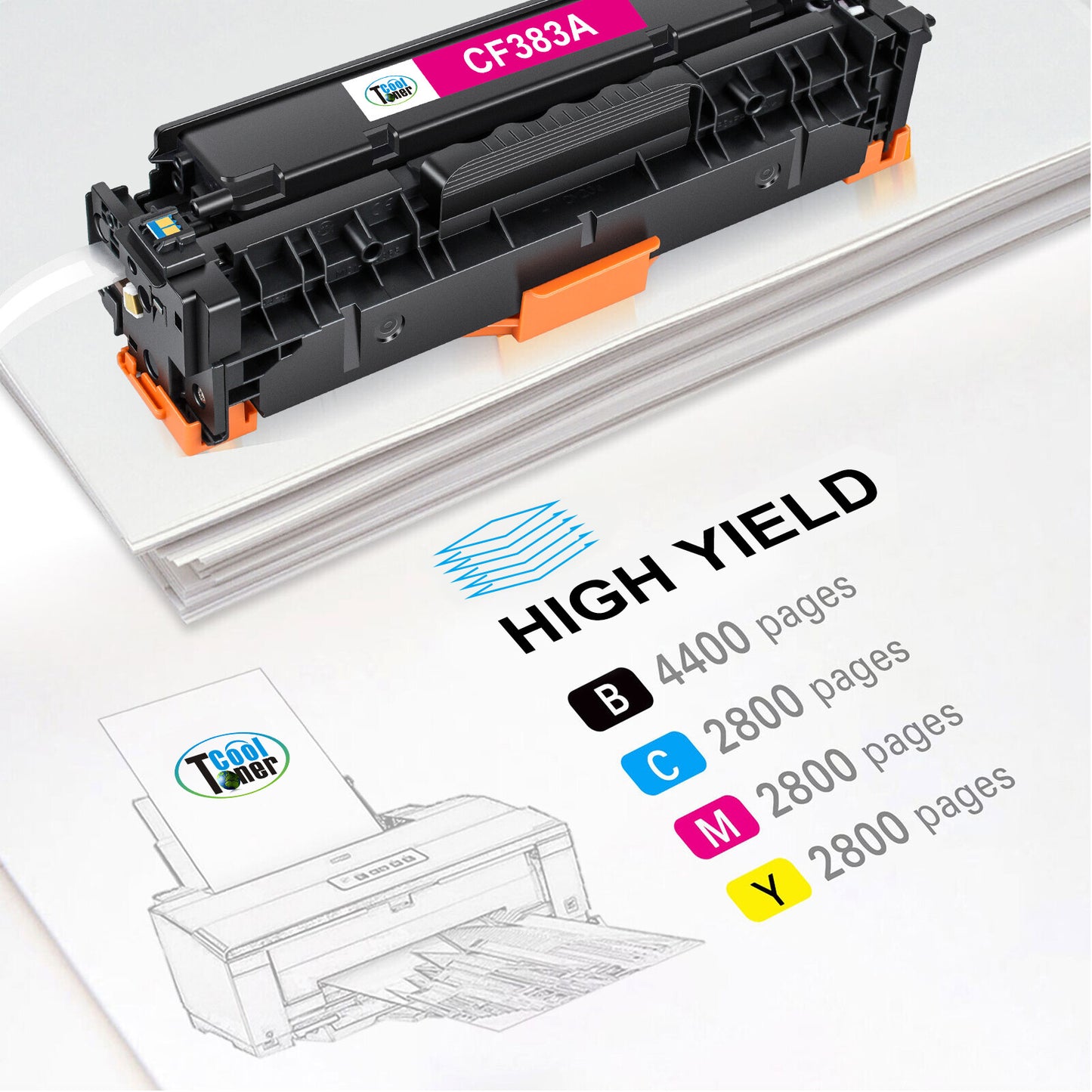 8PK CF380A Toner Cartridge Set for HP 312A LaserJet Pro MFP M476dn M476dw M476nw