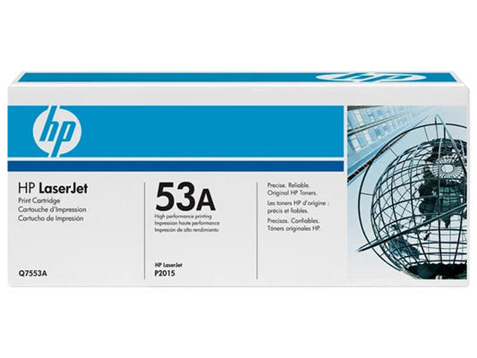 HP 53A Black Original LaserJet Toner Cartridge, ~3,000 pages, Q7553A